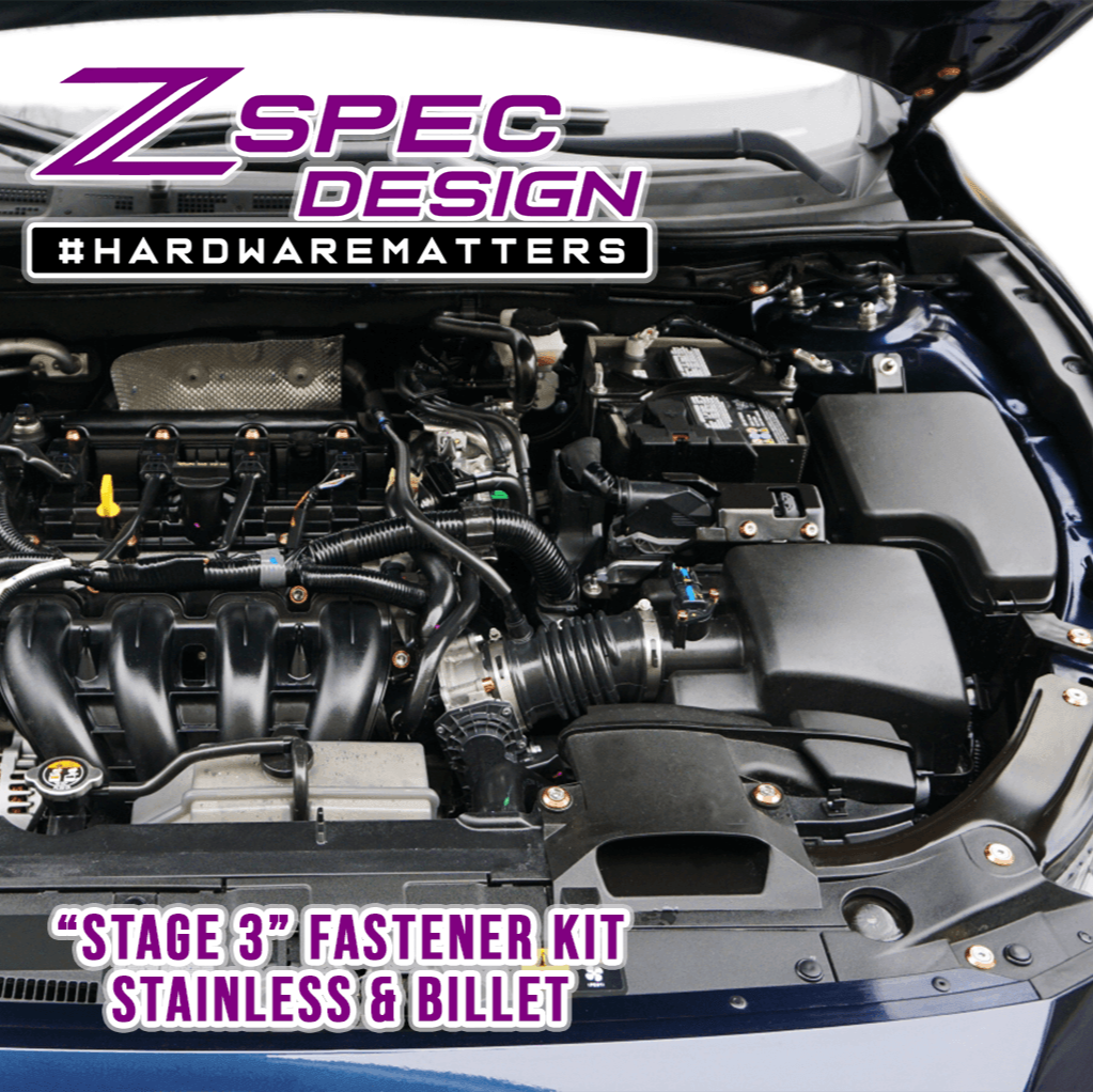 ZSPEC "Stage 3" Dress Up Bolts® Fastener Kit for '14-17 Mazda3 2.0L, Stainless & Billet