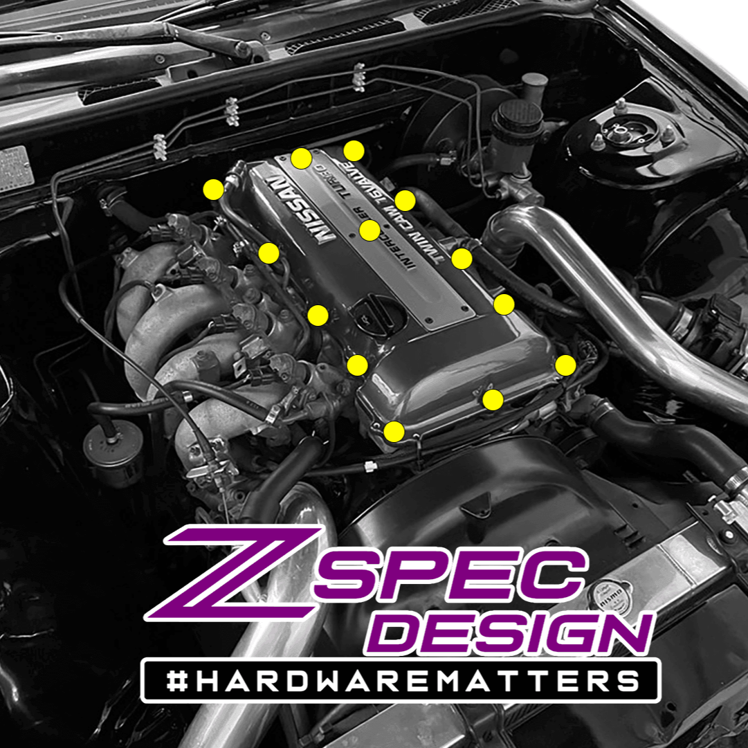 ZSPEC SR20DET (Non-VTC "Red Top") Valve Cover Hardware Kit, Grade-5 Titanium - ZSPEC Design LLC - Hardware Fasteners - 240sx, Fastener Kit, nissan, s14, sr20det - zspecdesign.com