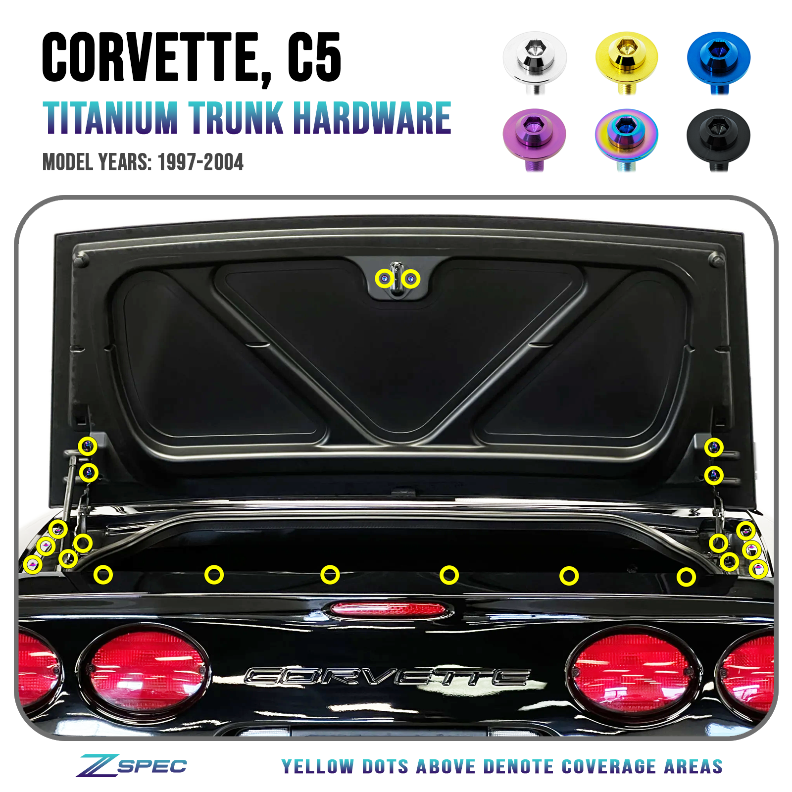 ZSPEC "Stage 2" Dress Up Bolts® Fastener Kit, '97-04 C5 Corvette 5.7L LS6, Titanium - ZSPEC Design LLC - Hardware Fasteners - corvette, Fastener Kit, LS6, stage 2 - zspecdesign.com