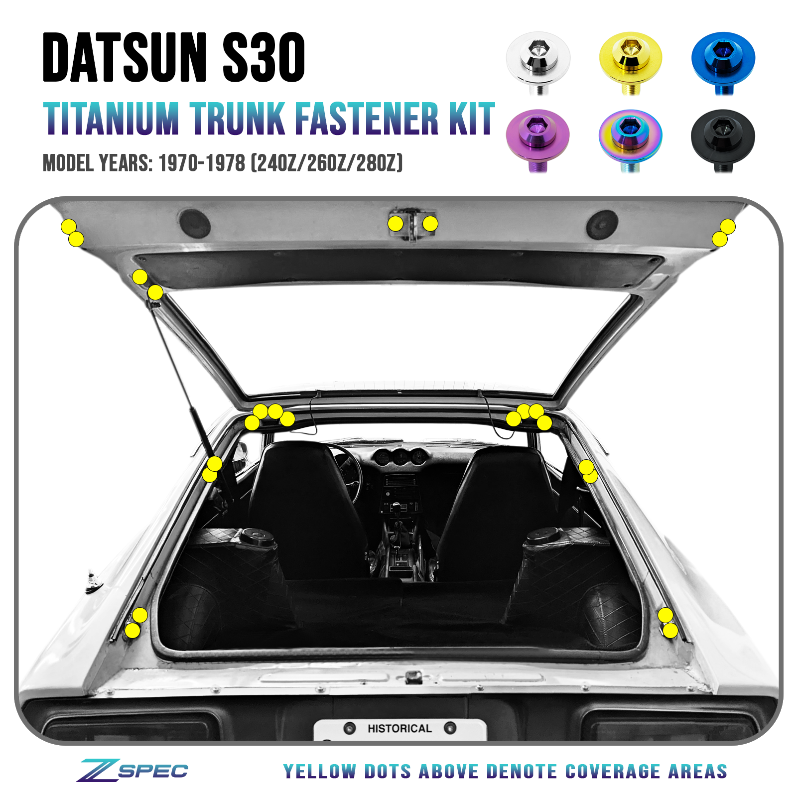 ZSPEC Fastener Kit, Door Jams Area for Datsun 280zx S130, Titanium