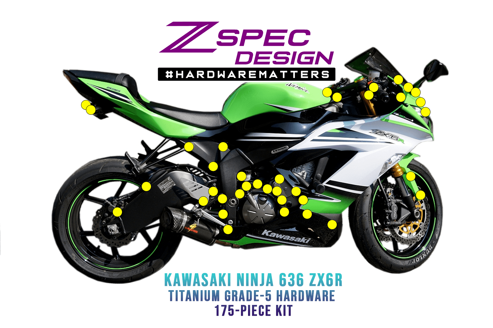 ZSPEC Titanium Dress Up Bolts® Fastener Kit for the Kawasaki Ninja 636 ZX6R