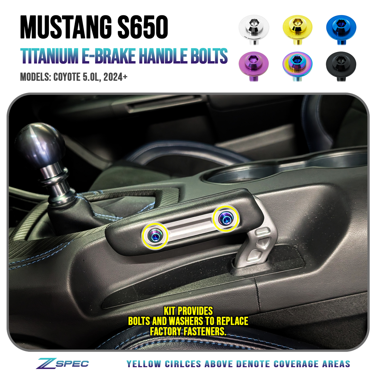 Mustang S650 E-Brake Handle Hardware Kit - Titanium | ZSPEC Design LLC