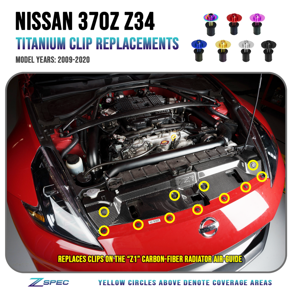 ZSPEC Plastic-Clips Replacements for Z1 Nissan 370z Z34 Radiator Guide
