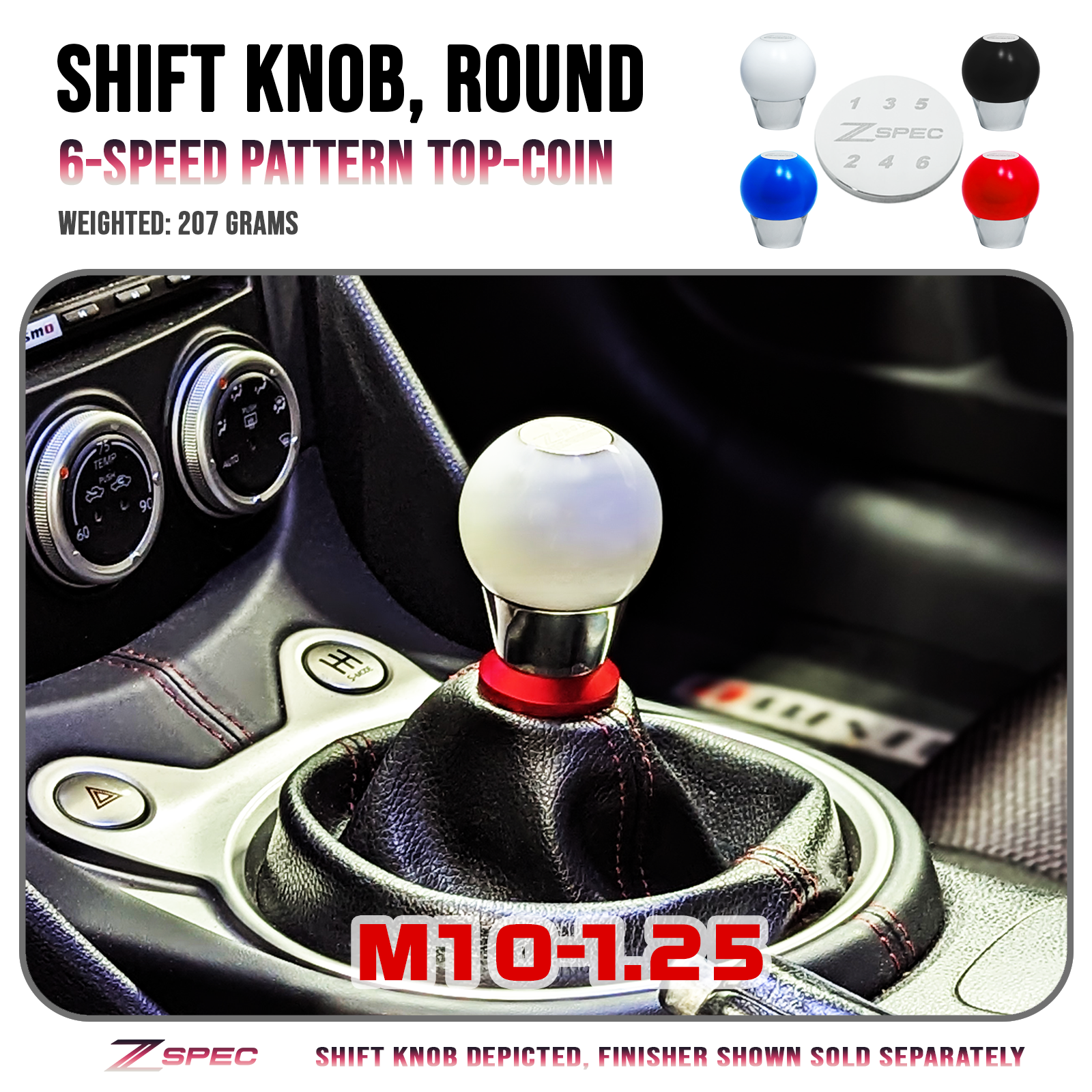 ZSPEC Shift Knob, M10-1.25, Delrin & Stainless,6-Speed, 350z