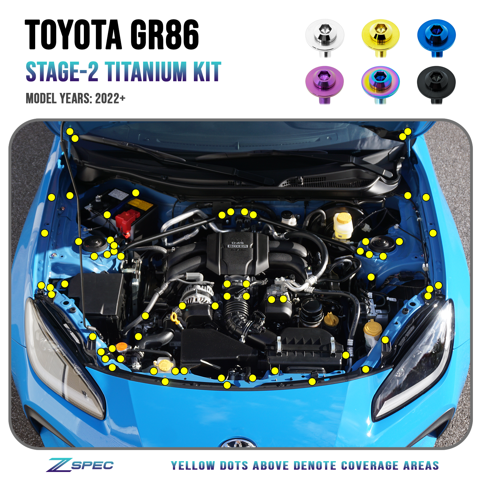 Toyota GR86 & Subaru BRZ Titanium & Stainless Dress Up Hardware Kits - ZSPEC Design
