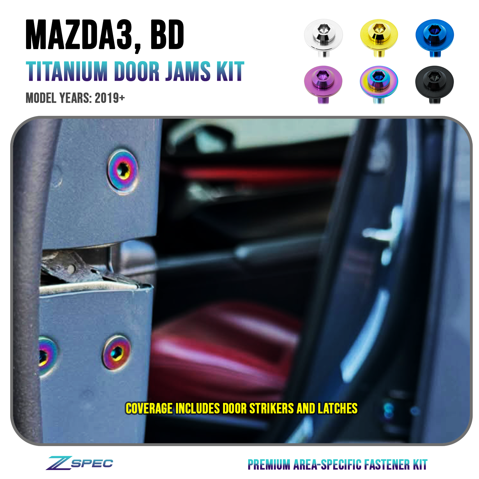 ZSPEC "Stage 2" Dress Up Bolts® Fastener Kit for the '20-24 Mazda CX-30, Titanium - ZSPEC Design LLC - Hardware Fasteners - cx-30, Fastener Kit, mazda, stage 2 - zspecdesign.com