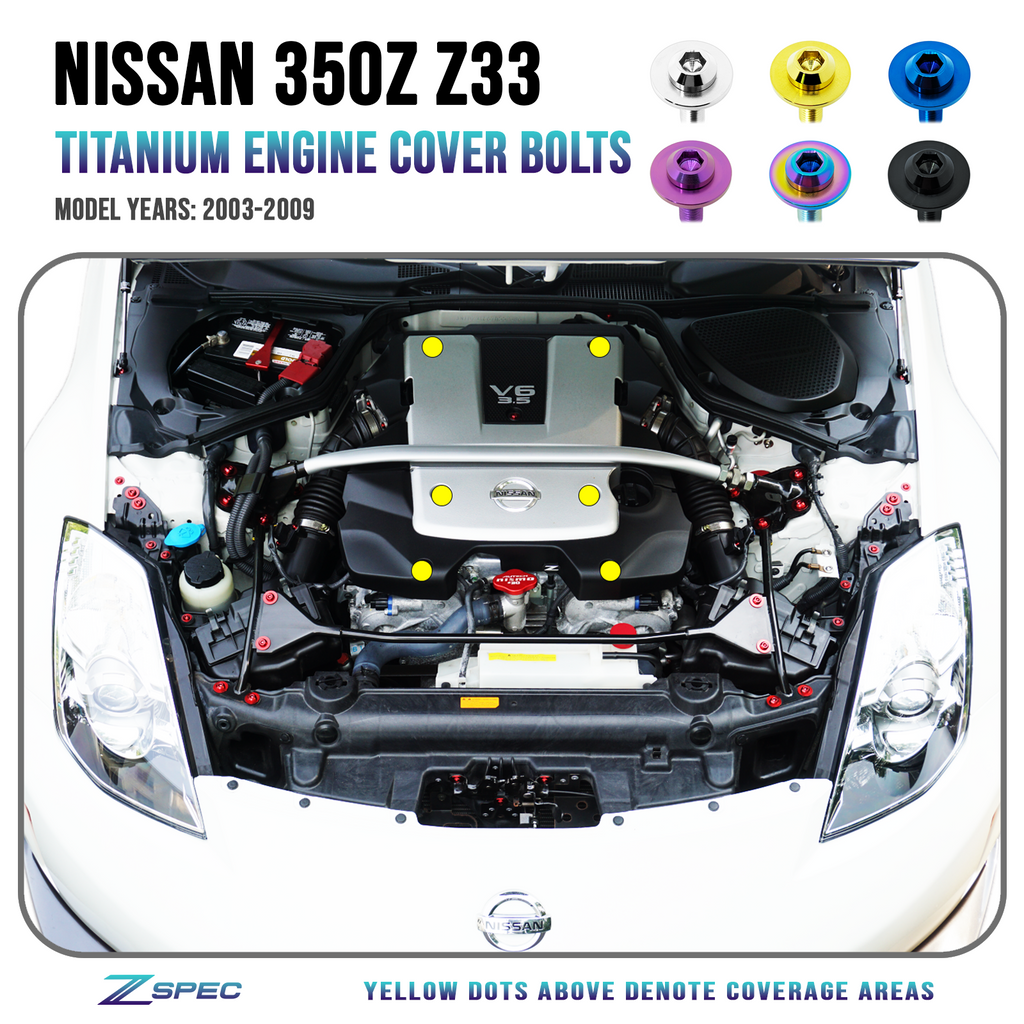 ZSPEC Engine Cover Fasteners for '03-09 Nissan 350z DE & HR, Titanium