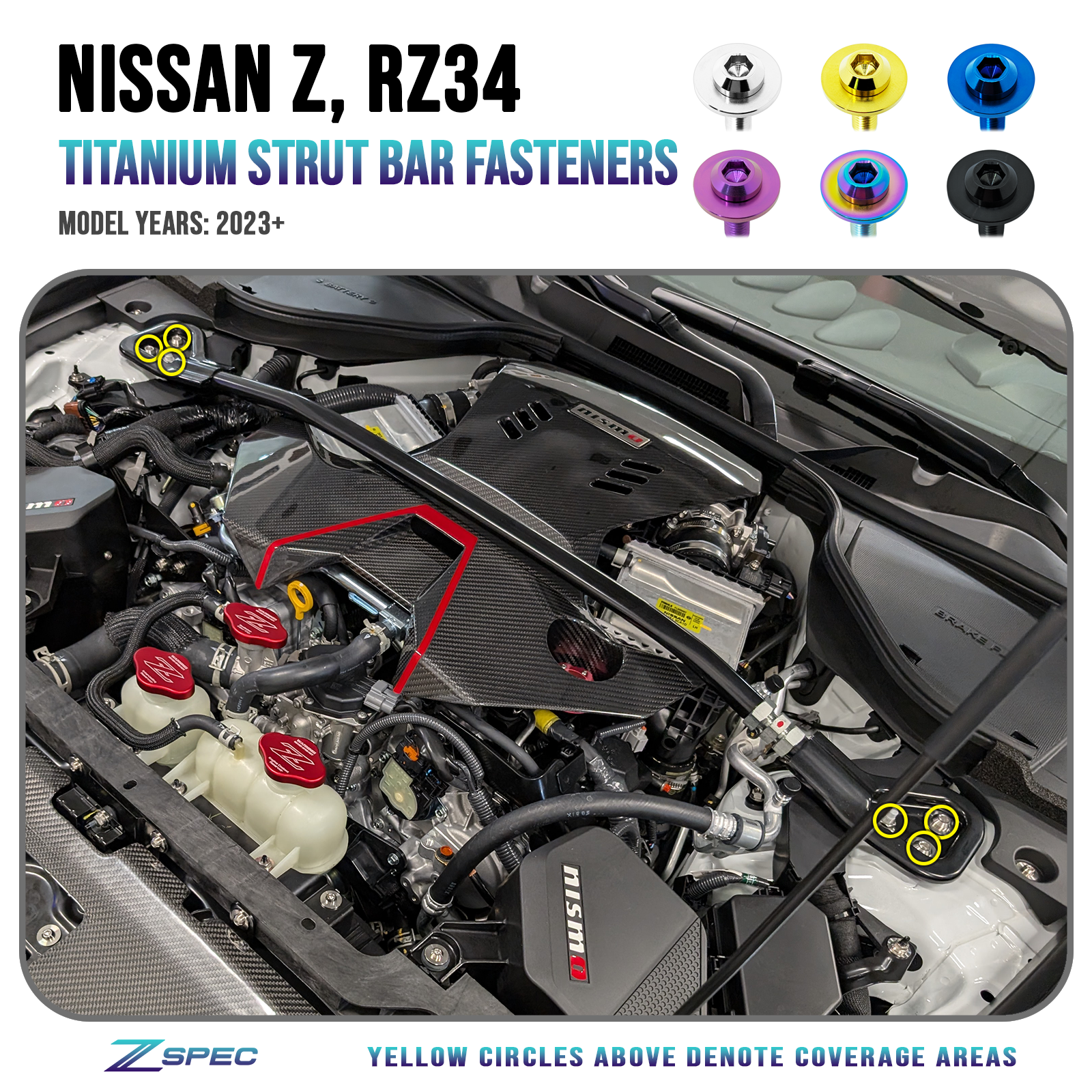 ZSPEC Strut Tower Brace/Bar Fastener Kit, '23+ Nissan Z RZ34, Titanium