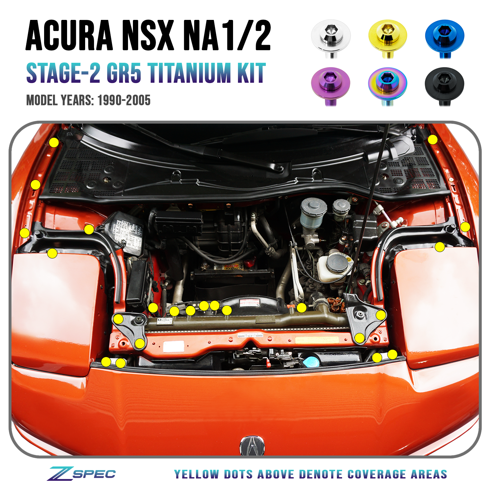 ZSPEC Acura NSX NA1 NA2 Stage 2 Titanium Hardware Kit - zspecdesign.com