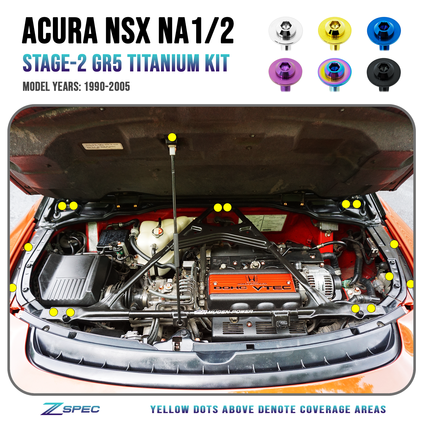 ZSPEC Acura NSX NA1 NA2 Stage 2 Titanium Hardware Kit - zspecdesign.com