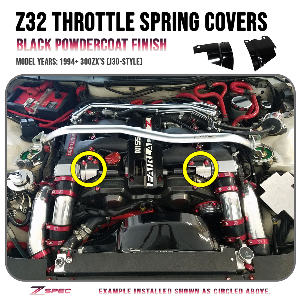 フロントシェル 見本 ZSPEC Black Throttle Spring Covers for '94-96 300zx Z32 Plenums