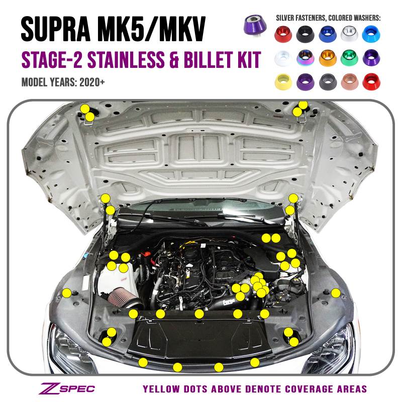Toyota Supra MK5 MKV A90 A91 B58 Platform Titanium & Stainless Dress Up Hardware Kits - ZSPEC Design