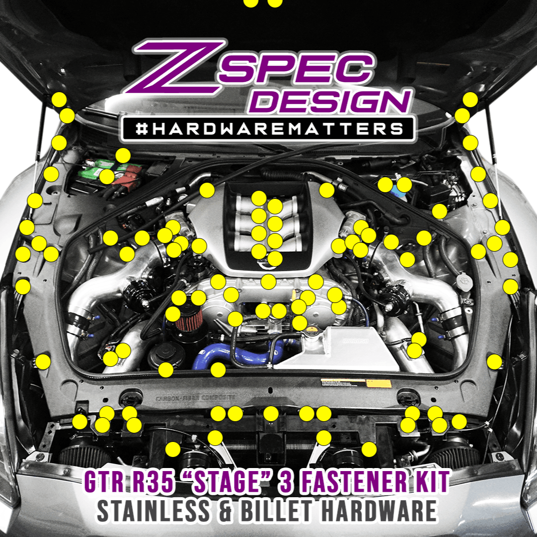 ZSPEC "Stage 3" Dress Up Bolts® Fastener Kit for '09-24 Nissan GTR (R35), Stainless & Billet - ZSPEC Design LLC - Hardware Fasteners - Fastener Kit, gt-r, gtr, nissan, stage 3 - zspecdesign.com
