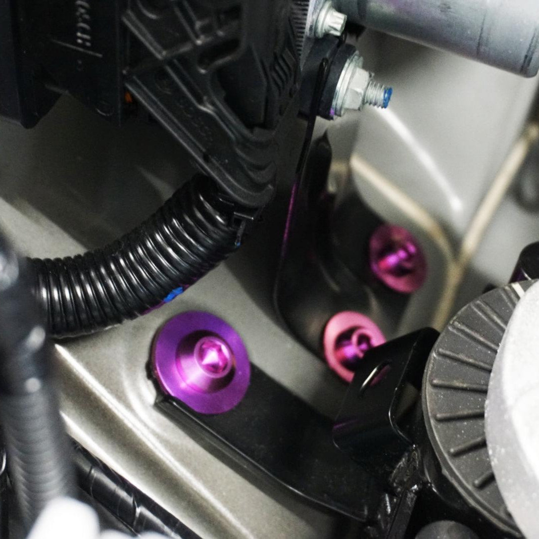 ZSPEC "Stage 1" Dress Up Bolts® Fastener Kit for '23+ Mitsubishi Mirage, Titanium - ZSPEC Design LLC - Hardware Fasteners - Fastener Kit, mirage, mitsubishi, stage 1, Washer Color - zspecdesign.com