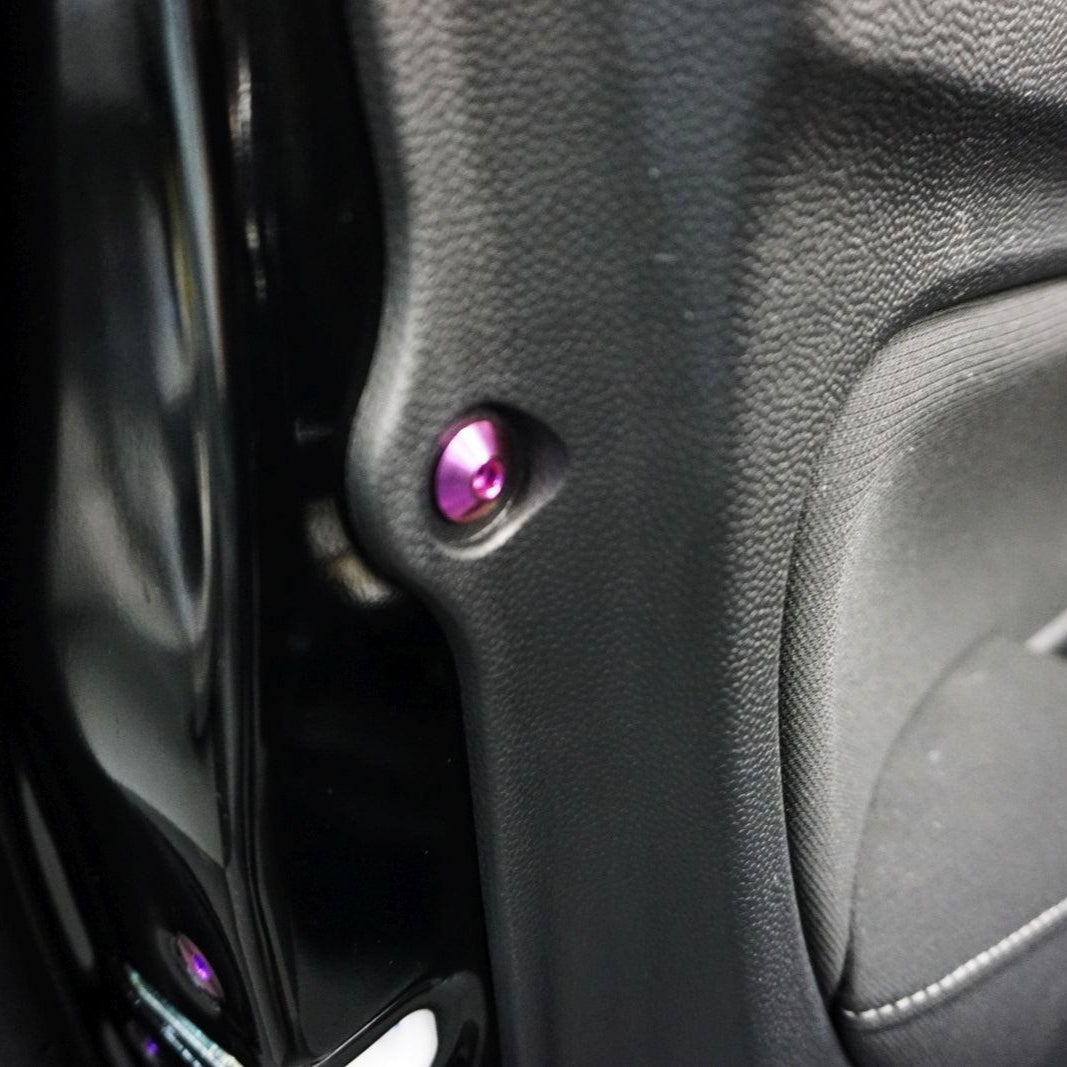 ZSPEC "Door Jams & Trunk-Area" Dress Up Bolts® Fastener Kit for '23+ Mitsubishi Mirage, Titanium - ZSPEC Design LLC - Hardware Fasteners - door jam, Fastener Kit, mirage, mitsubishi, Washer Color - zspecdesign.com