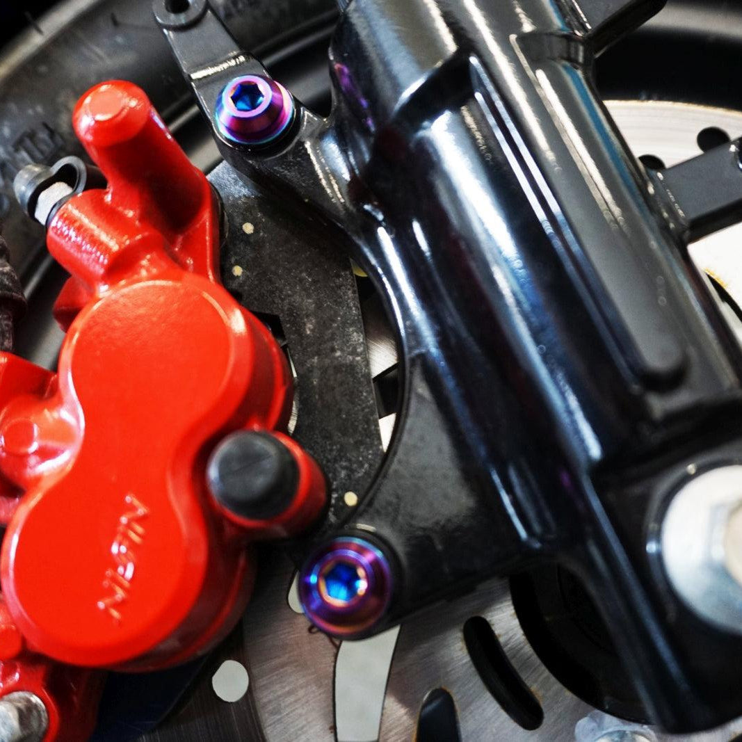 ZSPEC "Front Brake Caliper Bracket" Fastener Kit for the Honda Grom, Grade-5 Titanium - ZSPEC Design LLC - Hardware Fasteners - Fastener Kit, grom, honda, Motorcycle - zspecdesign.com