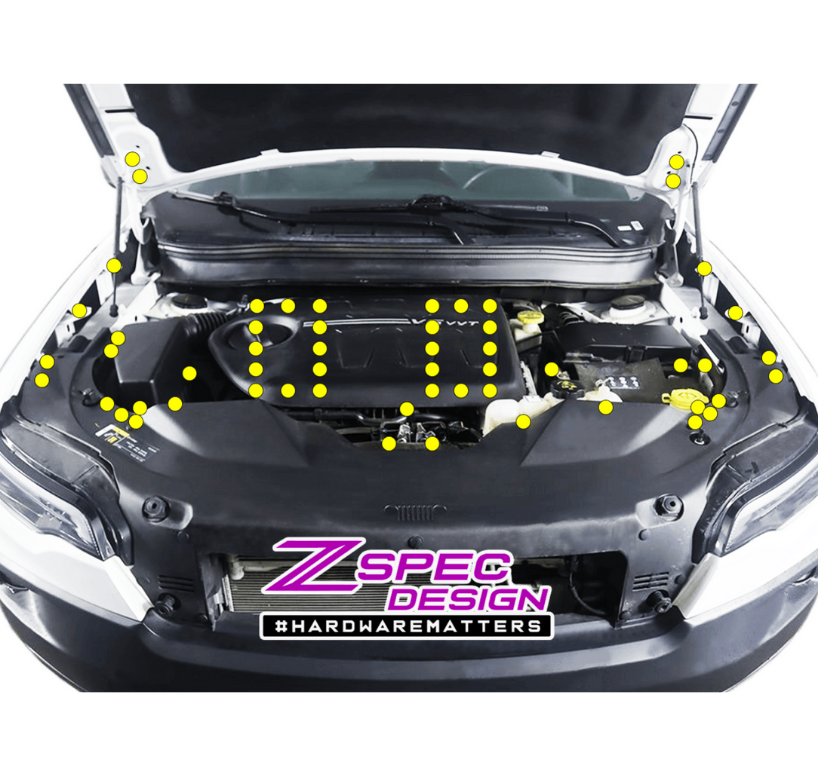 ZSPEC "Stage 2" Dress Up Bolts® Fastener Kit for '14-20 Jeep Cherokee w/V6, Stainless & Billet - ZSPEC Design LLC - Hardware Fasteners - cherokee, Fastener Kit, jeep, stage 2, v6, Washer Color - zspecdesign.com