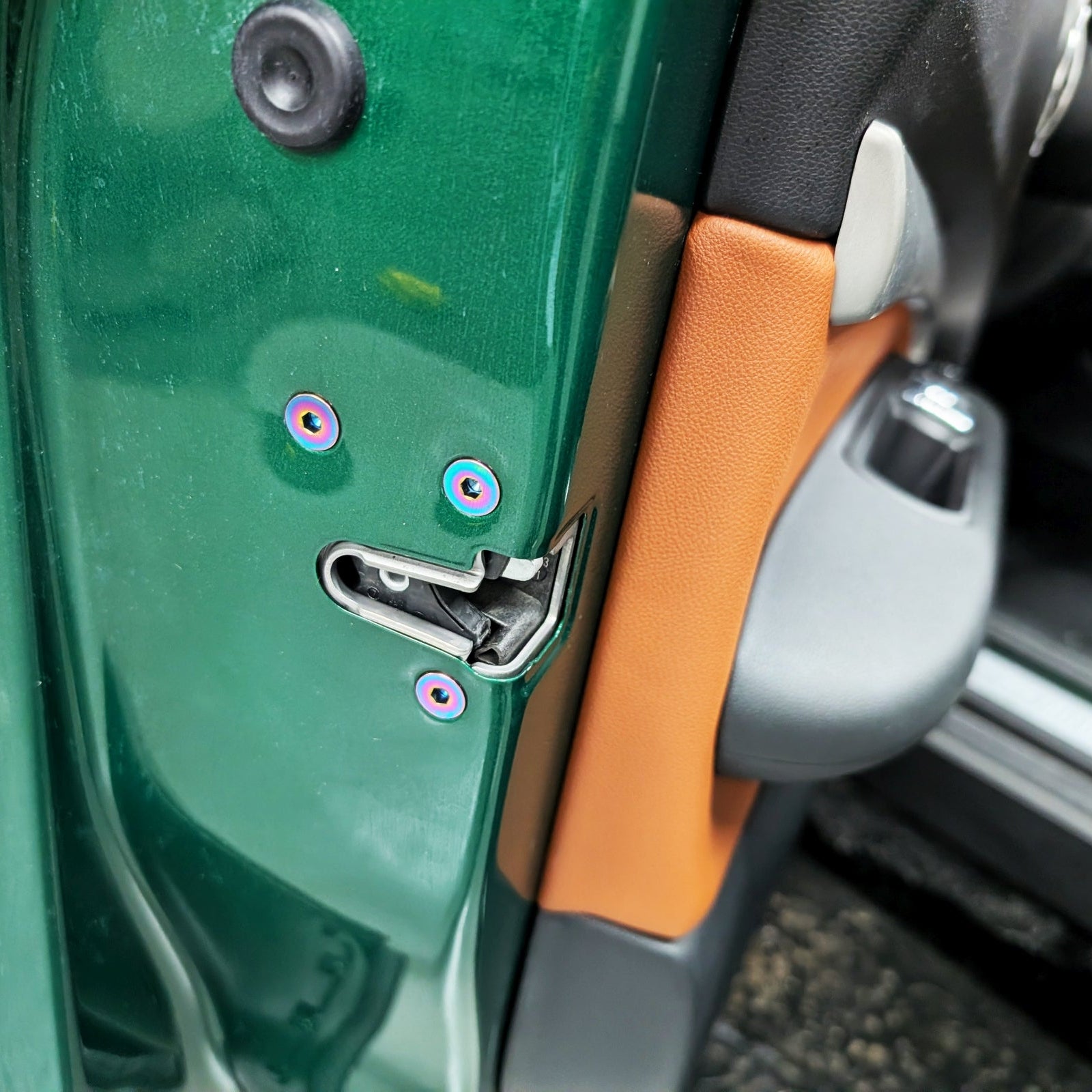 ZSPEC Door Jams Strikers Latches Dress Up Bolts® Fastener Kit, '22+ Mini Cooper F56s, Titanium - ZSPEC Design LLC