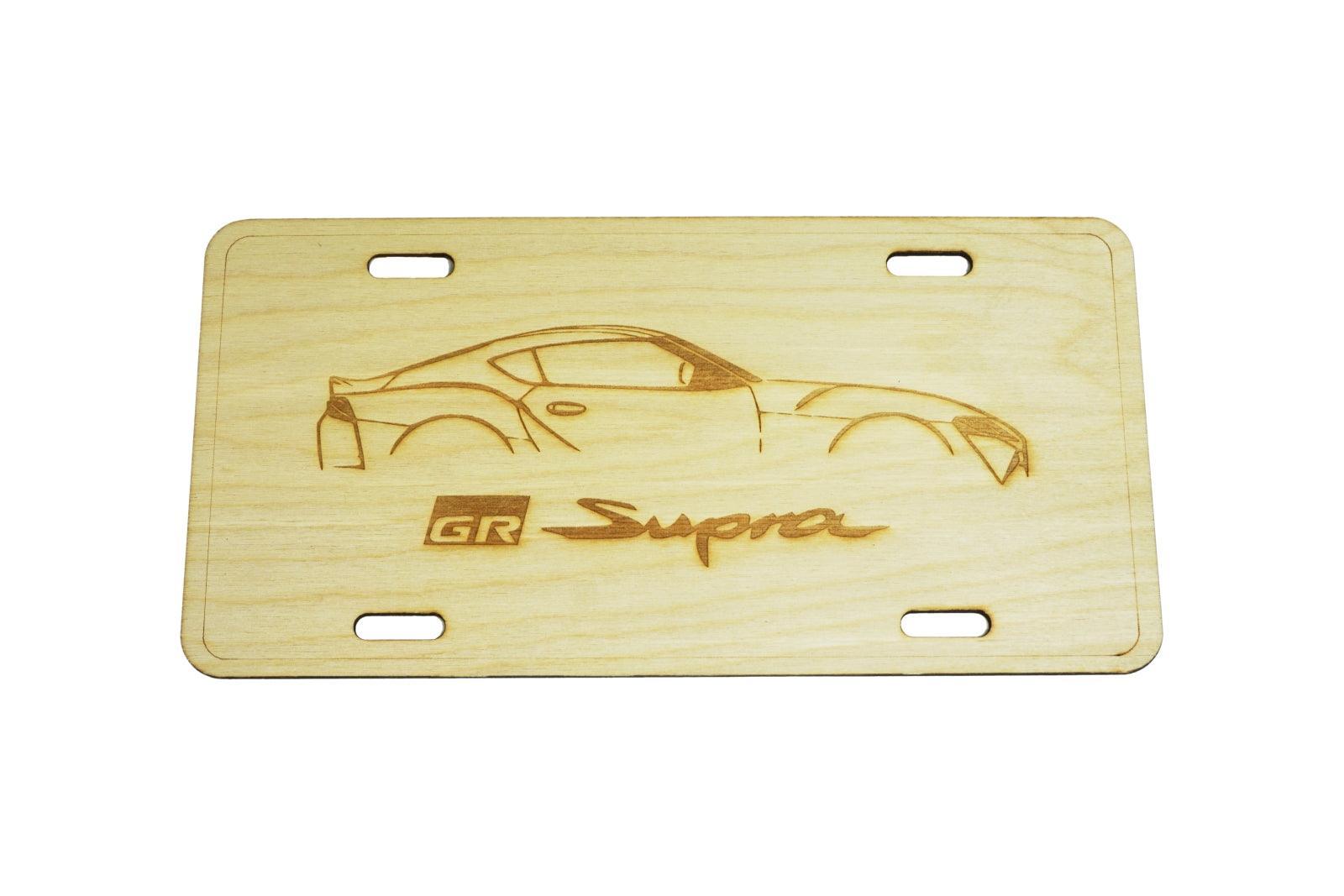 ZSPEC Toyota Supra Silhouette License Plate, Birch, Ornamental - ZSPEC Design LLC - Holiday Ornaments - garage art, license, lifestyle, ornament, supra, toyota - zspecdesign.com