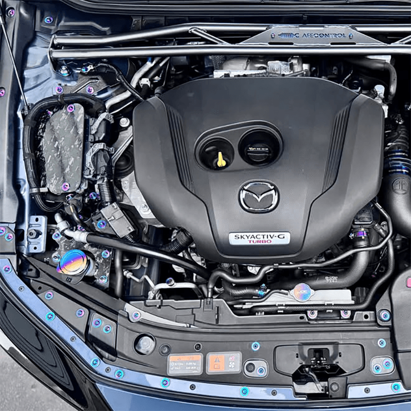ZSPEC "Stage 3" Dress Up Bolts® Fastener Kit for the '19+ Mazda3 BD Platform
Specifications:
Grade-5 Titanium, Organized by Area
Lightweight, Visual Upgrade