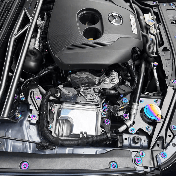 ZSPEC Stage-2 Dress Up Bolts® Fastener Kit, Mazda3, Titanium
Kit Specifications:
Grade-5 Titanium, Organized by Area
Lightweight, Visual Upgrade