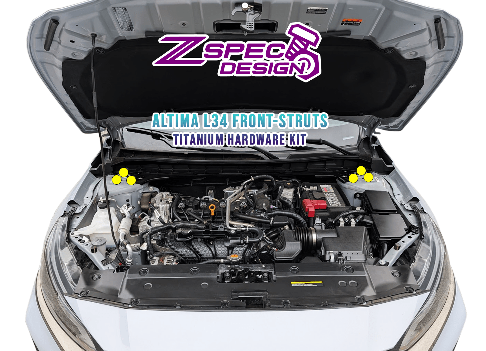ZSPEC Front Shocks/Struts Hardware Kit, Nissan Altima L34, Titanium
Grade-5 Titanium (40-45% weight-savings, non-corrosive)
Works with all model trims.