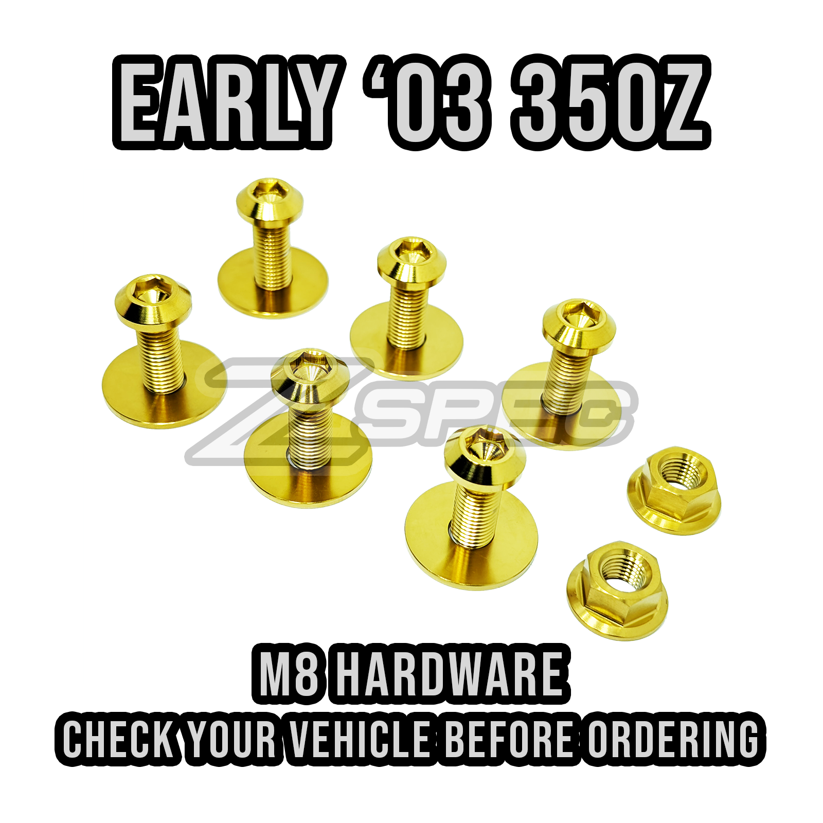 ZSPEC Dress Up Bolts Strut Brace Fastener Kit for Nissan 350z, M10-1.25 Hardware, Titanium
Grade-5 titanium engine bay hardware for Nissan 350z Z33's VQ35DE/HR