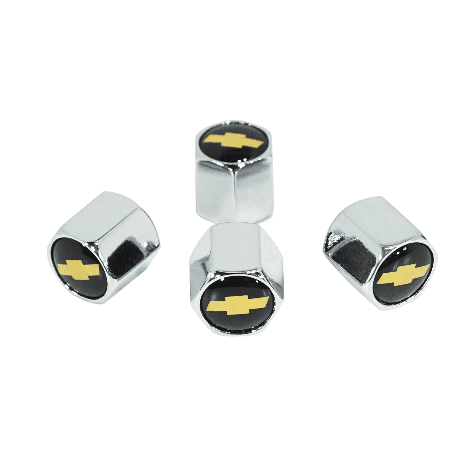 Chrome Valve Stem Tire Caps, Style: Chevy, Amber Bow-Tie - ZSPEC Design LLC - Hardware Fasteners - cap, Chevy, tire - zspecdesign.com