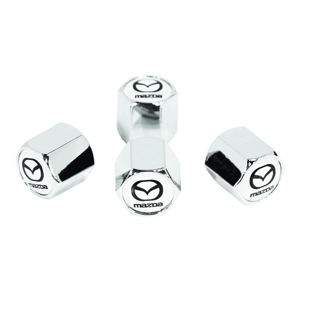 Chrome Valve Stem Tire Caps, Style: MAZDA, White Background