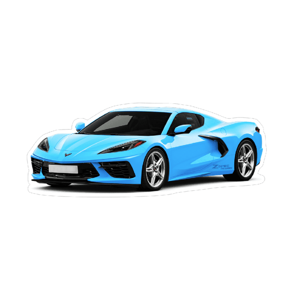 Chevrolet Corvette C8 Sports Car Vinyl Sticker, Light Blue, by ZSPEC