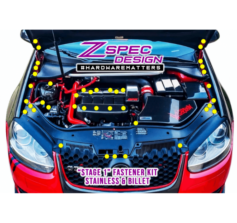 ZSPEC "Stage 1" Dress Up Bolts® Fastener Kit for '05-10 VW Golf MK5, Stainless & Billet - ZSPEC Design LLC - Hardware Fasteners - Fastener Kit, golf, mk5, stage 1, volkswagen, vw - zspecdesign.com