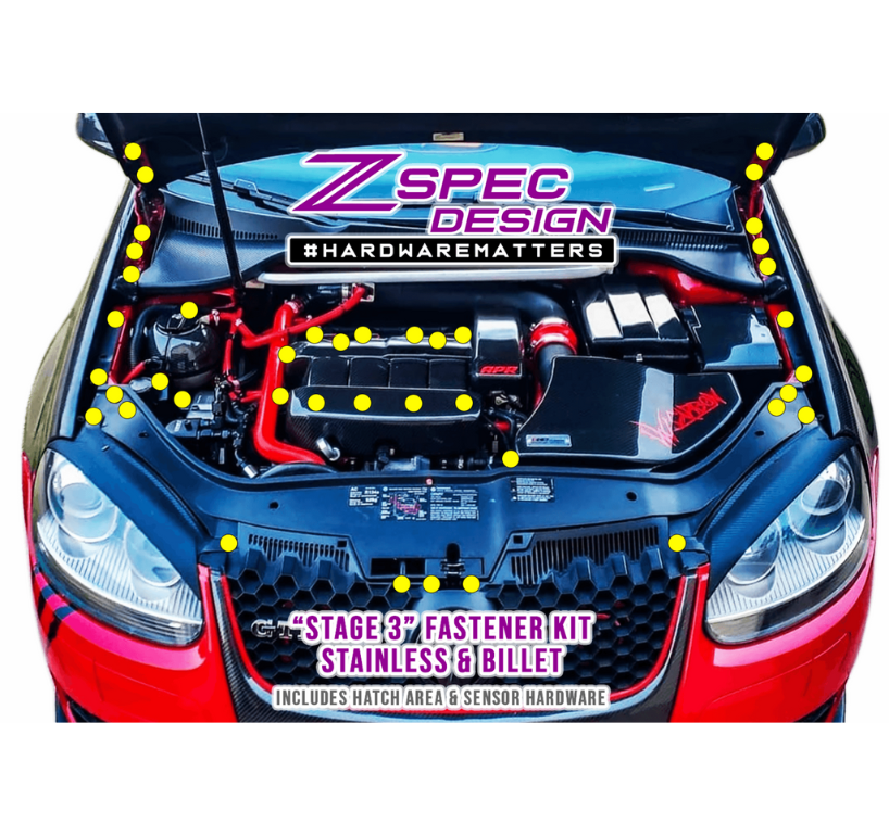 ZSPEC "Stage 3" Dress Up Bolts® Fastener Kit for '05-10 VW Golf MK5, Stainless & Billet - ZSPEC Design LLC - Hardware Fasteners - Fastener Kit, golf, mk5, stage 3, volkswagen, vw - zspecdesign.com