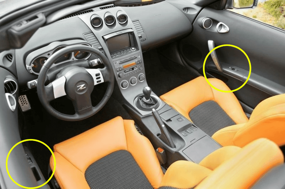 ZSPEC 350z Z33 Interior Door Window Switch Finisher Set, LHD '06-09, Forged Carbon Style - ZSPEC Design LLC - Hardware Fasteners - 350z, 350z Window Switch Finishers, door, finisher, handle, nissan, window - zspecdesign.com