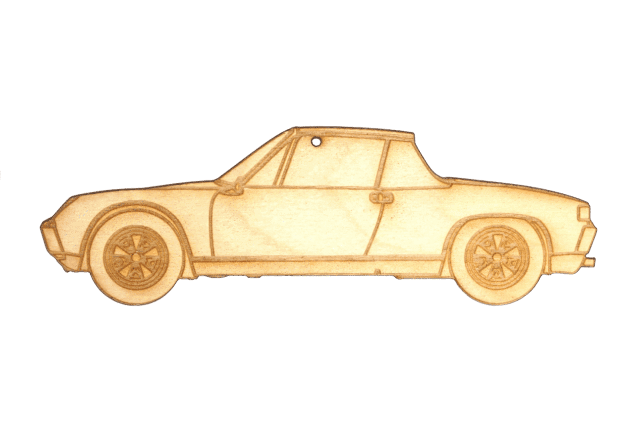 ZSPEC Laser-Engraved Birch Ornament, Style: Porsche 914, ~5-inch Wide - ZSPEC Design LLC - Holiday Ornaments - 914, body, holiday, lifestyle, ornament, porsche - zspecdesign.com