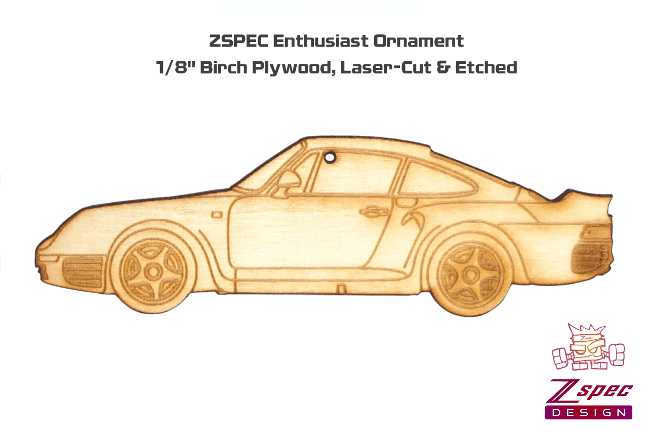 ZSPEC Laser-Engraved Birch Ornament, Style: Porsche 959, ~5-inch Wide - ZSPEC Design LLC - Holiday Ornaments - 959, body, holiday, lifestyle, ornament, porsche - zspecdesign.com