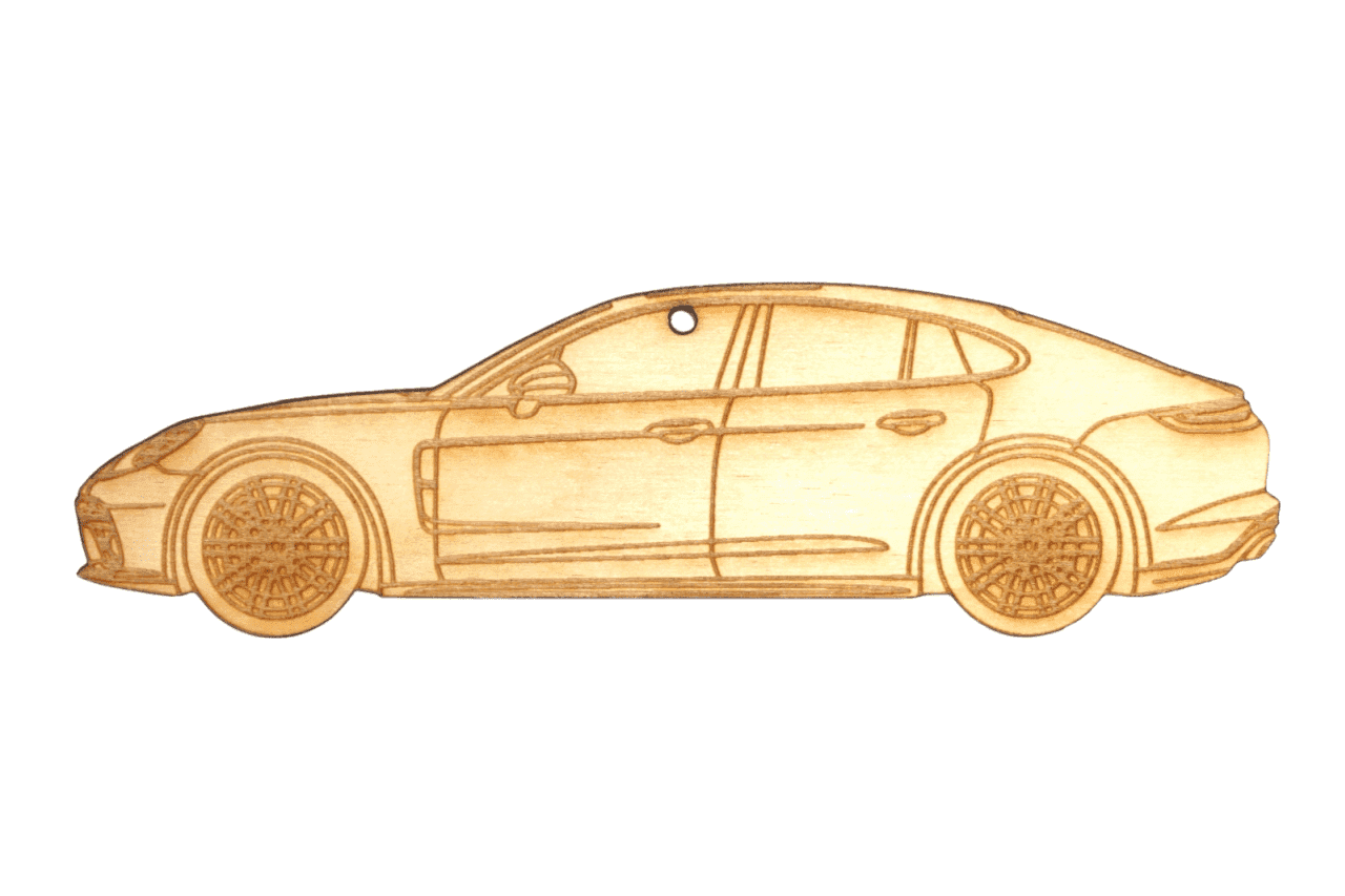 ZSPEC Laser-Engraved Birch Ornament, Style: Porsche Panamerica, ~5-inch Wide - ZSPEC Design LLC - Holiday Ornaments - body, holiday, lifestyle, ornament, panamerica, porsche - zspecdesign.com