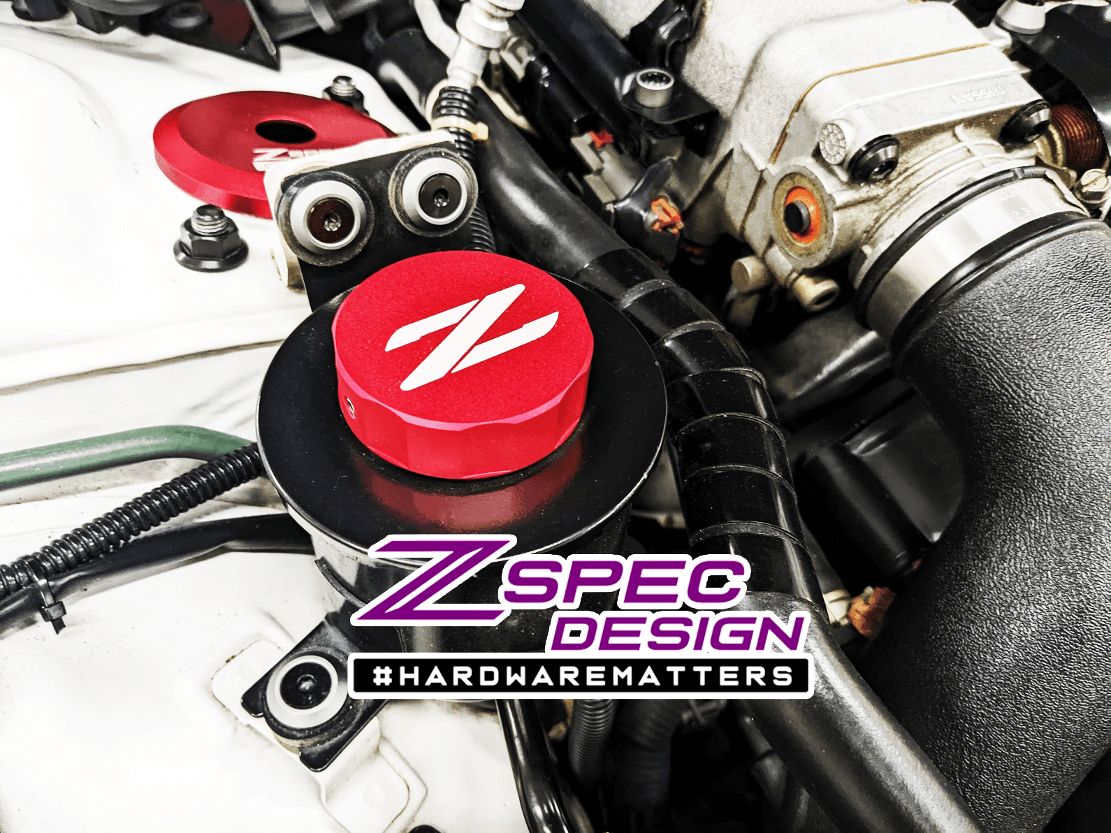 ZSPEC Reservoir Cap Cover Set (BMC, CMC, PS, CO) for Nissan Z32 300zx, Billet Aluminum - ZSPEC Design LLC - Hardware Fasteners - 300zx, accessory, cap, nissan, reservoir cap cover, z32 - zspecdesign.com