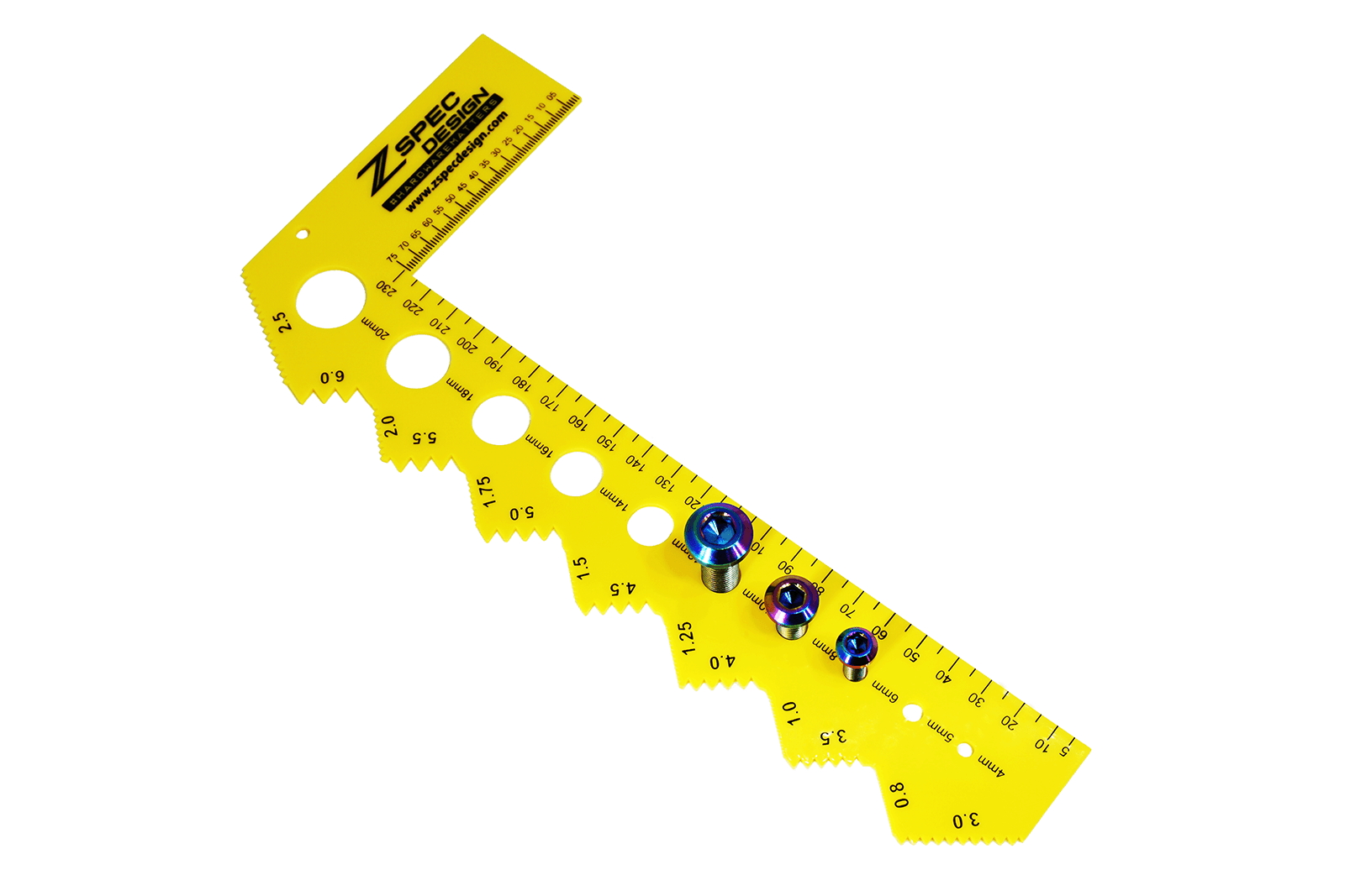 ZSPEC Metric Bolt / Fastener Thread Measuring Gauge, L-Shape - ZSPEC Design LLC - Hardware Fasteners - accessory, keychain, lifestyle - zspecdesign.com