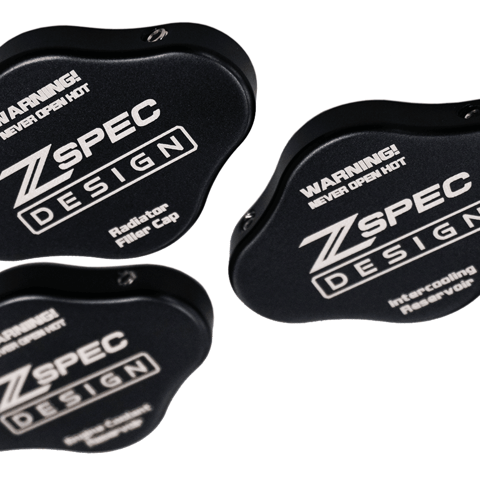 ZSPEC Fluid Reservoir Cap Covers Set for '23+ Nissan Z RZ34, Billet, 3 Caps - ZSPEC Design LLC - Hardware Fasteners - 400z, accessory, cap, nissan, nissan z, radiator cap cover, reservoir cap cover, RZ34 - zspecdesign.com