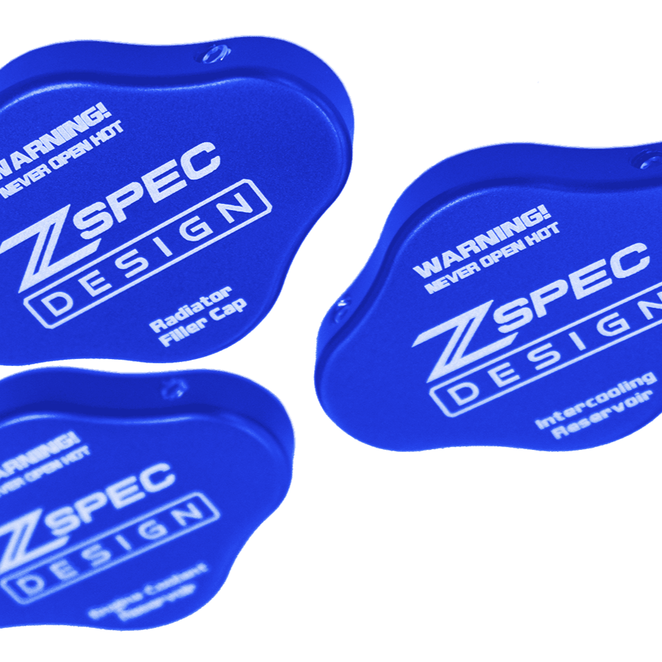 ZSPEC Fluid Reservoir Cap Covers Set for '23+ Nissan Z RZ34, Billet, 3 Caps - ZSPEC Design LLC - Hardware Fasteners - 400z, accessory, cap, nissan, nissan z, radiator cap cover, reservoir cap cover, RZ34 - zspecdesign.com