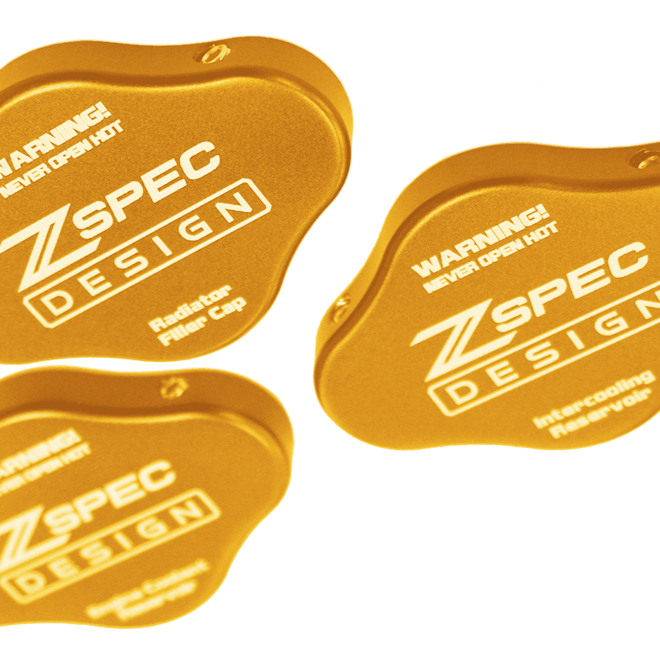 ZSPEC Fluid Reservoir Cap Covers Set for '23+ Nissan Z RZ34, Billet, 3 Caps - ZSPEC Design LLC - Hardware Fasteners - 400z, accessory, cap, nissan, nissan z, radiator cap cover, reservoir cap cover, RZ34 - zspecdesign.com
