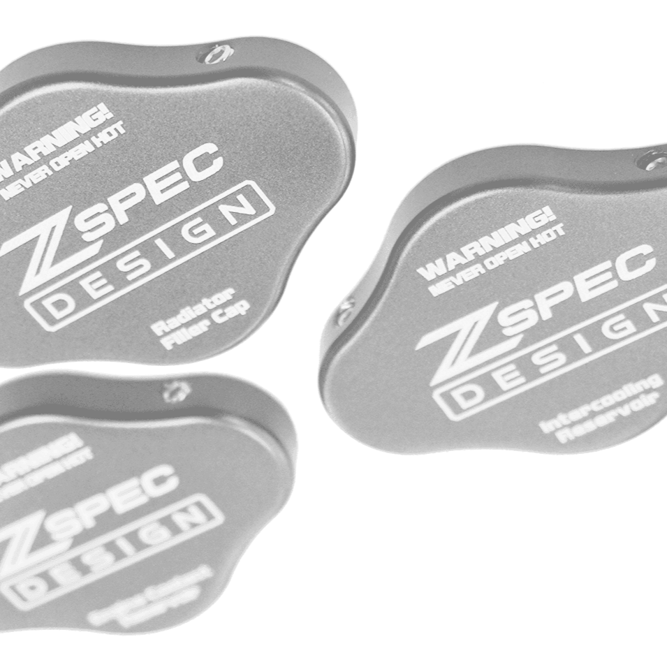 ZSPEC Fluid Reservoir Cap Covers Set for '23+ Nissan Z RZ34, Billet, 3 Caps - ZSPEC Design LLC - Hardware Fasteners - 400z, accessory, cap, nissan, nissan z, radiator cap cover, reservoir cap cover, RZ34 - zspecdesign.com