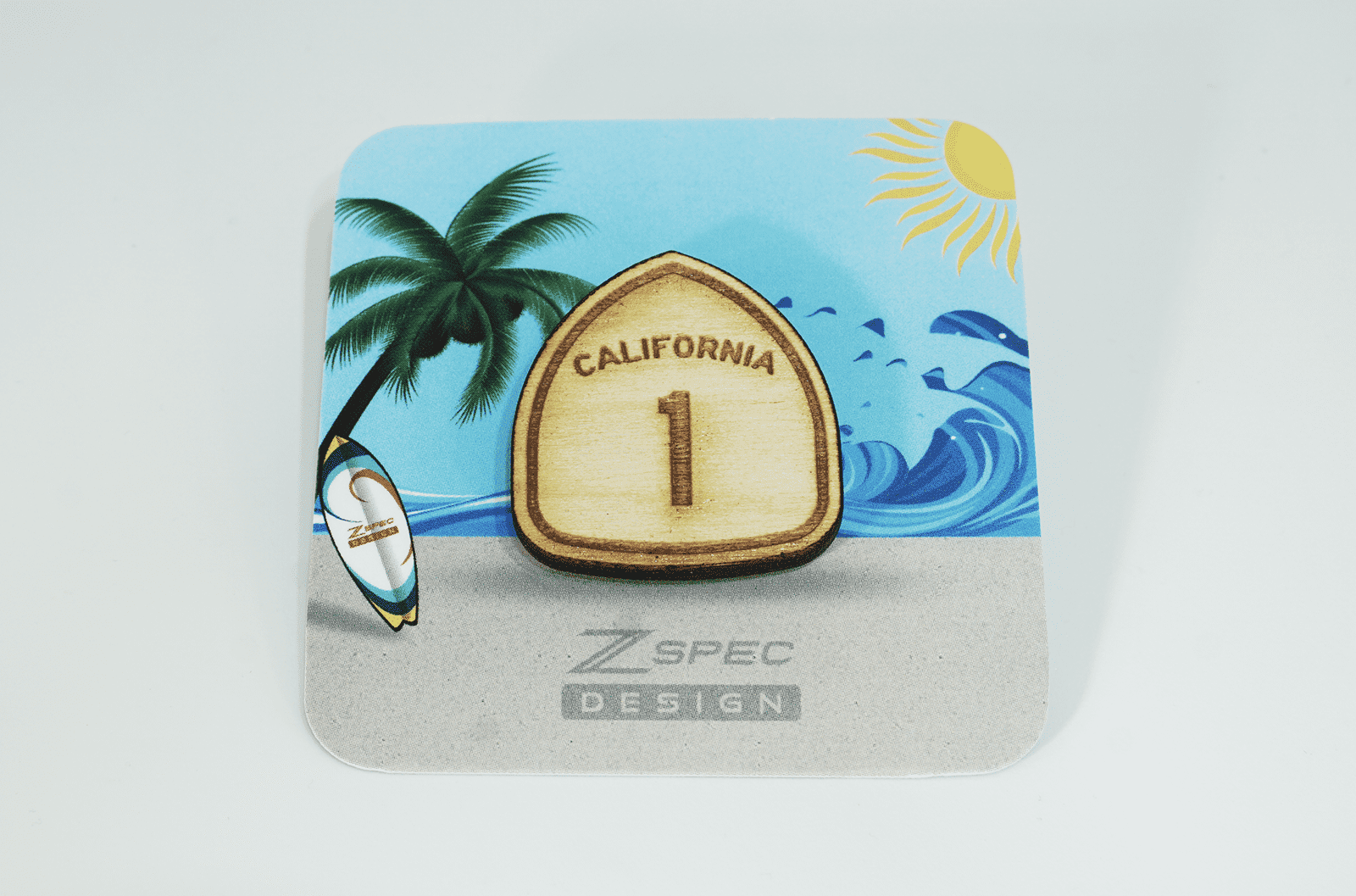 ZSPEC Pacific Coast Highway (PCH) Route 1 Wooden Lapel/Hat Pin - ZSPEC Design LLC - Hardware Fasteners - accessory, bob sharp, bsr, lapel, lifestyle, nissan, pin, road sign, Z - zspecdesign.com