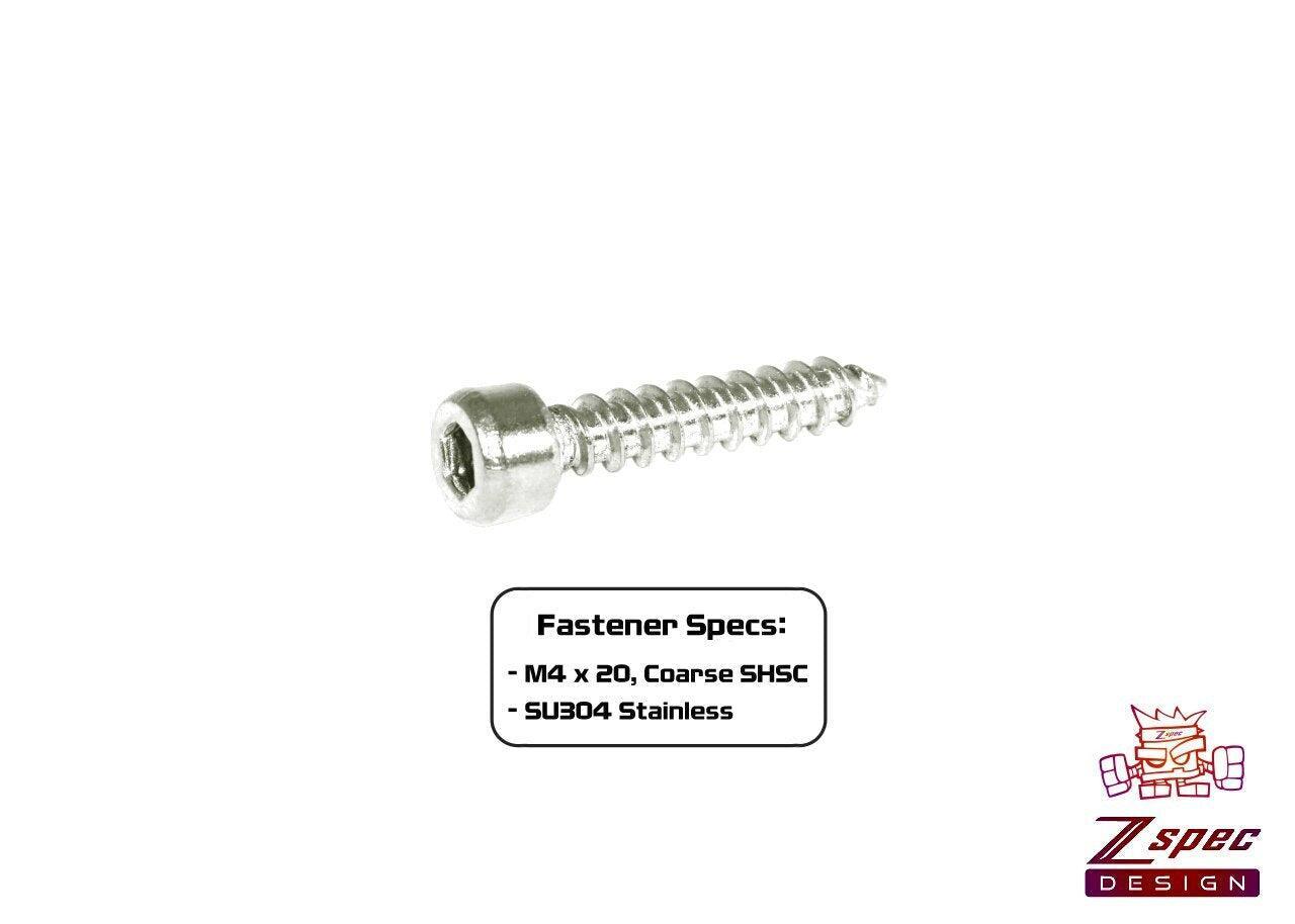 ZSPEC M4x20mm Coarse Socket-Cap SHSC Fasteners, Stainless, 10-Pack - ZSPEC Design LLC - Hardware Fasteners - 10-pack, Dress Up Bolt, m4, SHSC, Stainless - zspecdesign.com