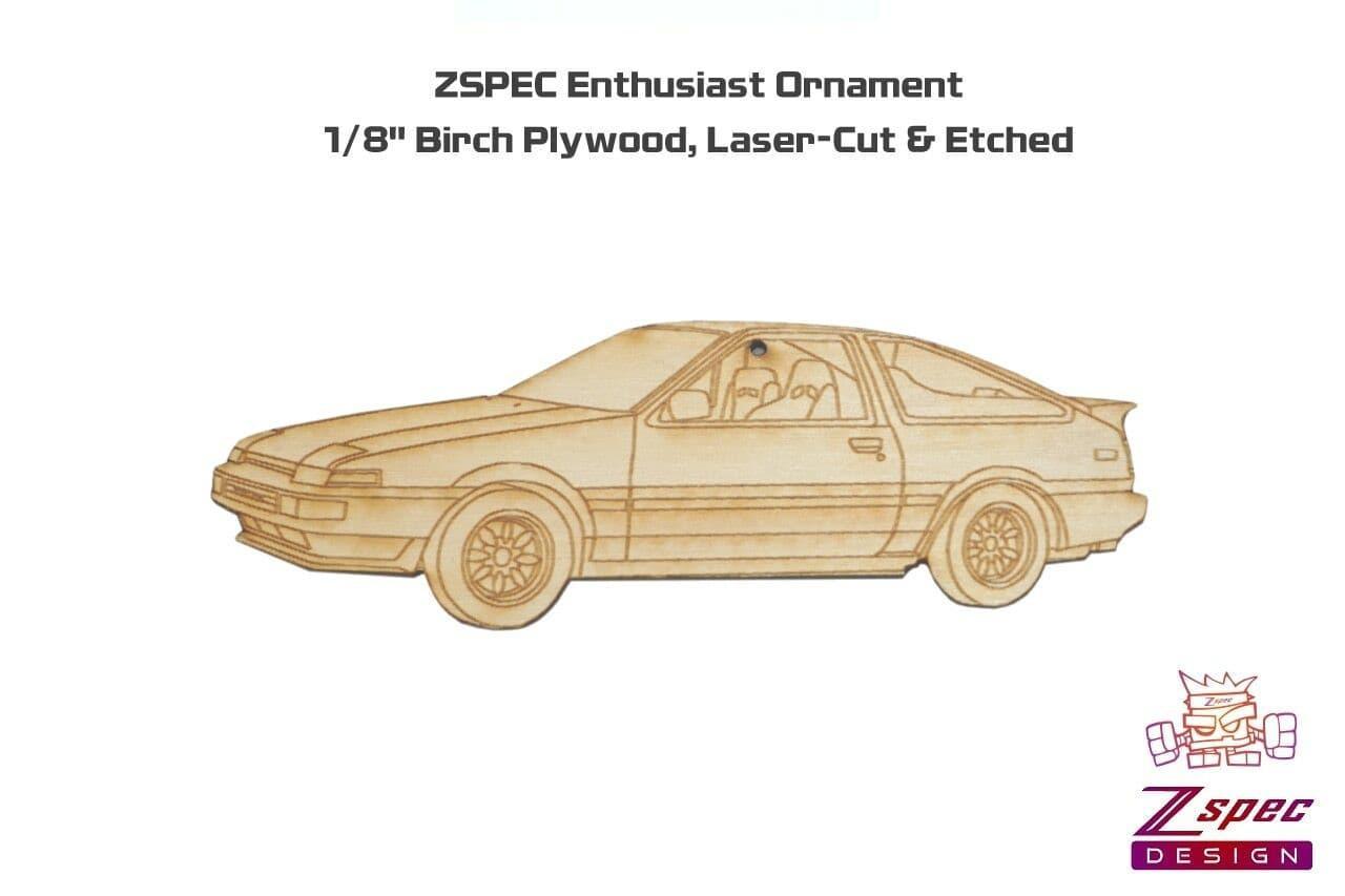 ZSPEC Laser-Engraved Wood Ornament, Style: Toyota Corolla (AE86), ~5" - ZSPEC Design LLC - Holiday Ornaments - AE86, corolla, holiday, ornament, toyota - zspecdesign.com