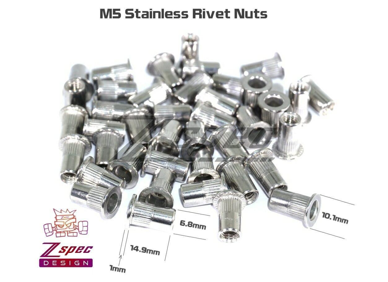 ZSPEC M5-0.8 Rivet Nuts, SUS304 Stainless Steel, 10-Pack - ZSPEC Design LLC - Hardware Fasteners - 10-pack, body, body hardwawre, Dress Up Bolt, Fastener, m5, per each, Rivet nut, stainless - zspecdesign.com