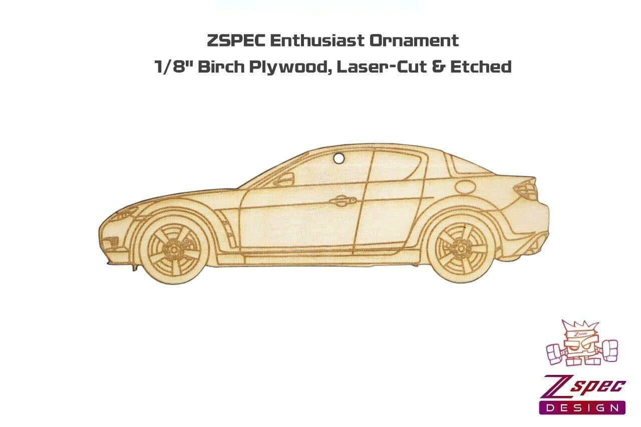 ZSPEC Laser-Engraved Wood Ornament, Style: Mazda RX8, Birch - ZSPEC Design LLC - Holiday Ornaments - holiday, mazda, ornament, rx8 - zspecdesign.com