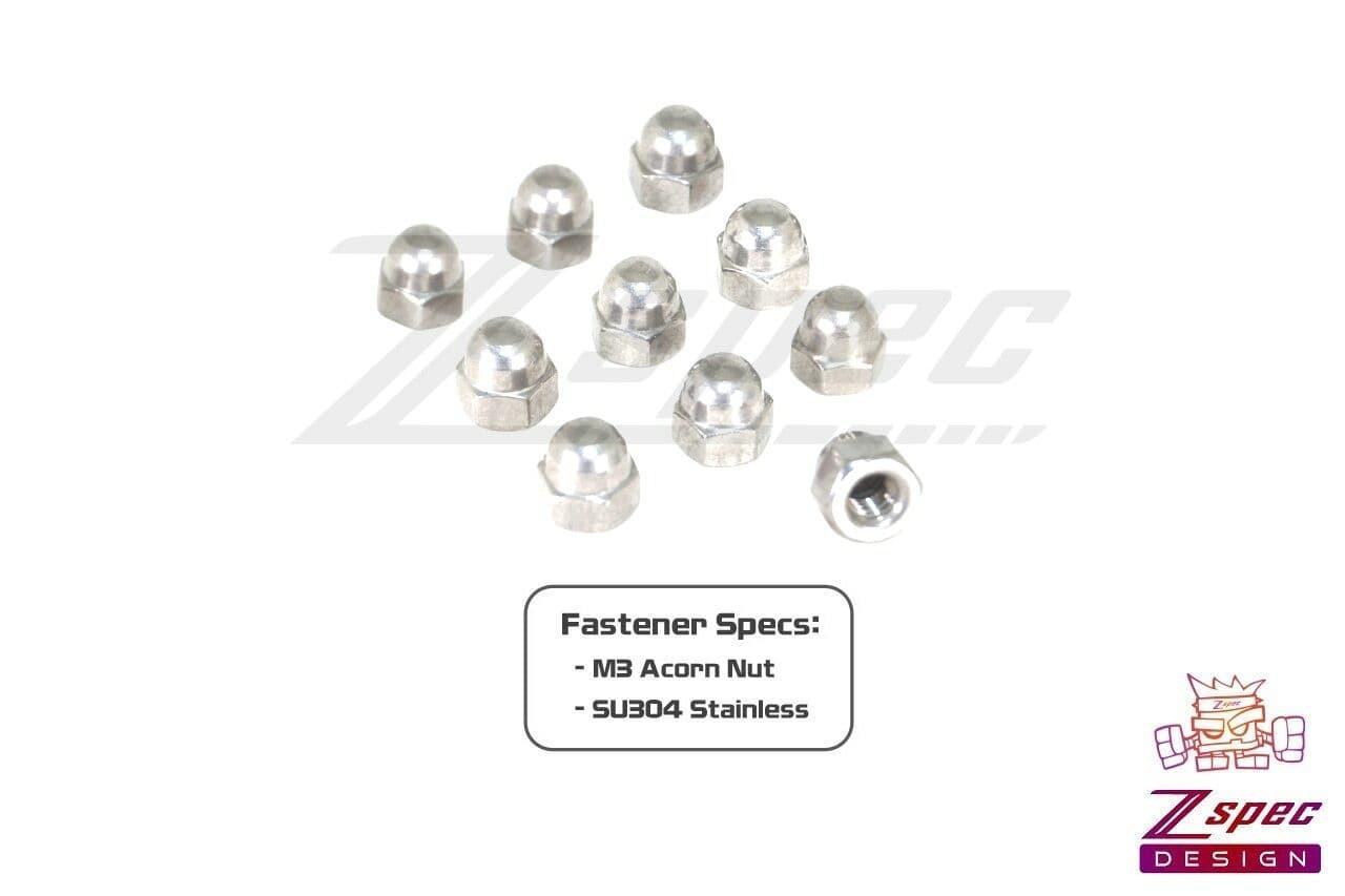ZSPEC M3-0.5 Stainless Acorn Nuts, Stainless SUS304, 10-Pack - ZSPEC Design LLC - Hardware Fasteners - 10-pack, Dress Up Bolt, Fastener, FHSC, m3 - zspecdesign.com