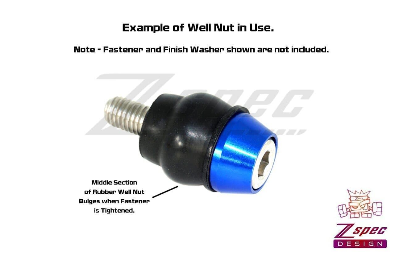 ZSPEC M8 Rubber Well Nuts for SUV/Truck Body Elements & Over-Fender Flares, 10-Pack - ZSPEC Design LLC - Hardware Fasteners - 44-pack, abflug, aimgain, amuse, auto veloce, body, body hardware, body kit, clinched, damd, Do-Luck, fender, flare, fujimura, greddy, hamann, hks, ings+1, knight sports, kuhl, lbw, liberty walk, m-sports, m5, novitec, pandem, per each, rocket bunny, rowen, sense, street hunter, twinz, veilside, zele, zero sports - zspecdesign.com