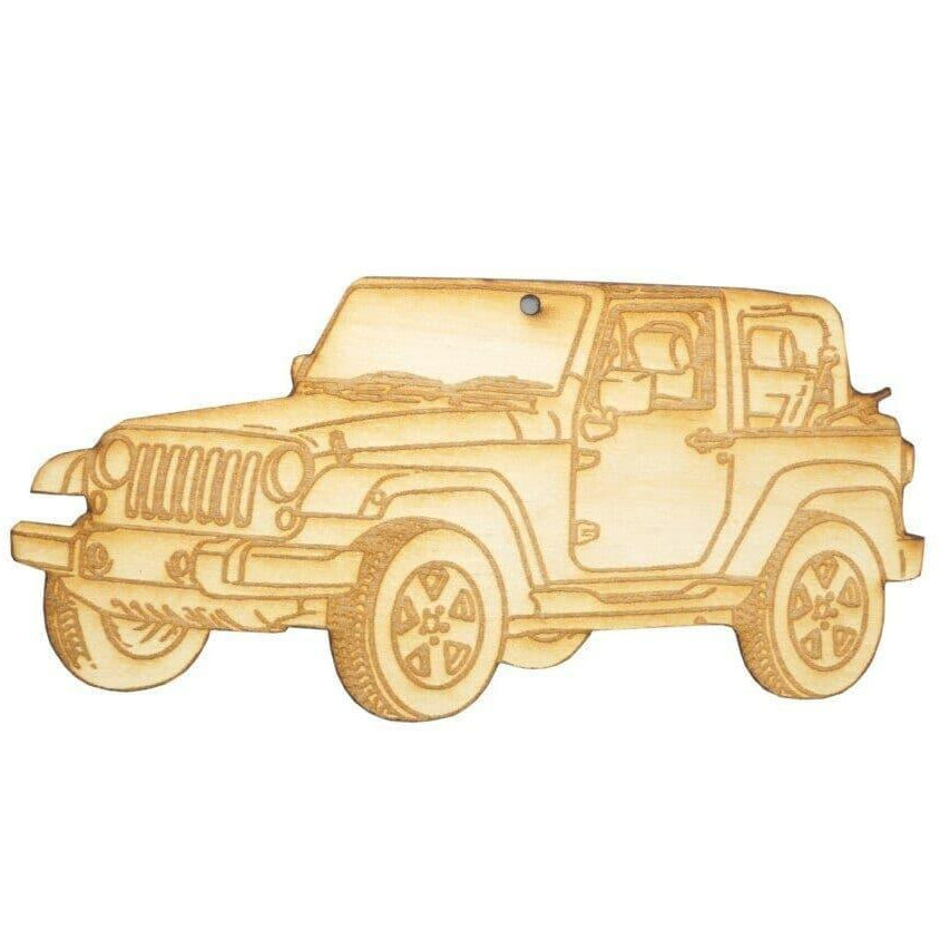 ZSPEC Laser-Engraved Wood Ornament, Style: Jeep Wrangler, ~5" - ZSPEC Design LLC - Holiday Ornaments - holiday, jeep, ornament, wrangler - zspecdesign.com
